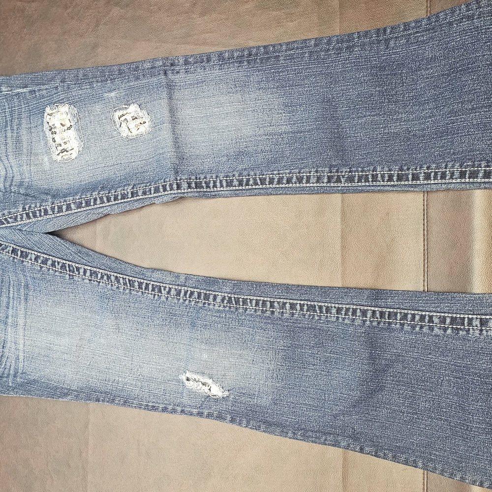 Maurices Blue Distressed Straight Leg Jeans